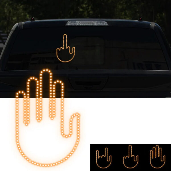 Funny New LED Illuminated Gesture Light Car Finger Light With Remote Road Rage Signs Middle Finger Gesture Light Hand Lamp - Image 2