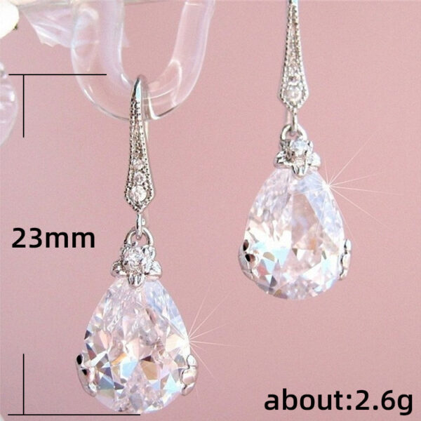 Water Drop Zircon Earrings Women Simple All-match Earrings - Image 3