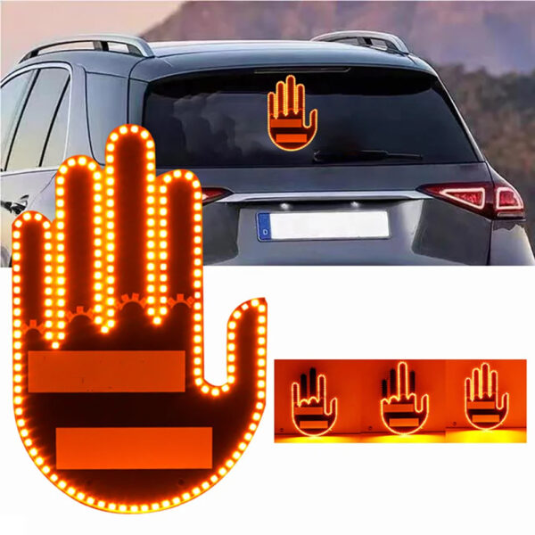 Funny New LED Illuminated Gesture Light Car Finger Light With Remote Road Rage Signs Middle Finger Gesture Light Hand Lamp