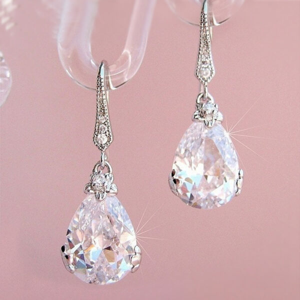 Water Drop Zircon Earrings Women Simple All-match Earrings - Image 2